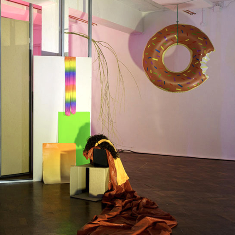 The space consists of a circle that travels in time