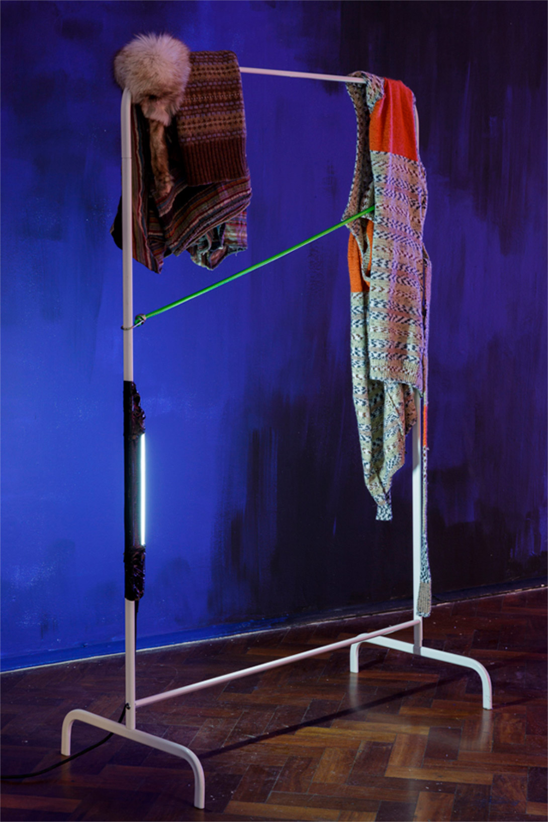 J&K, The space consists of a circle that travels in time, mixed-media installation and 6 channel sound, 2018, photos